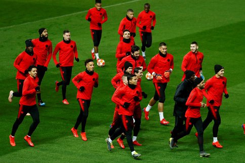 Le PSG à l'entraînement à Old Trafford. (Reuters)
