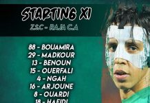 التشكيلة الرسمية للرجاء أمام الزمالك