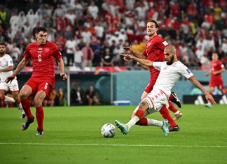 التعادل السلبي يحسم مباراة تونس والدنمارك