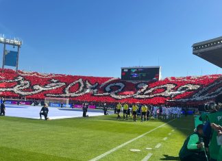 ” بلا حدود..بلا خوف” تيفو الوينرز في قمة الوداد الرياضي والهلال السعودي