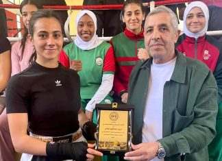 بطلة فلسطينية تتدرب مع المنتخب المغربي للكيك بوكسينغ