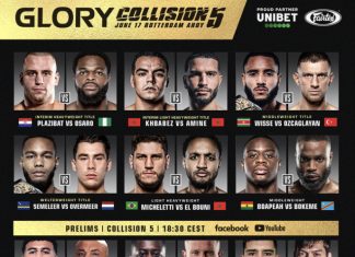 تغيير في تشكيلة GLORY COLLISION 5 هذا السبت.. بطل الوزن الثقيل الخفيف Donegi Abena مريض فجأة ونتيجة لذلك تمت إزالته من البطاقة