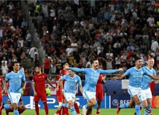 مانشستر سيتي يتوج بطلا لكأس السوبر الأوروبي على حساب إشبيلية