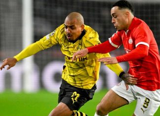 التعادل الإيجابي يحسم مباراة أيندهوفن وضيفه دورتموند في دوري الأبطال